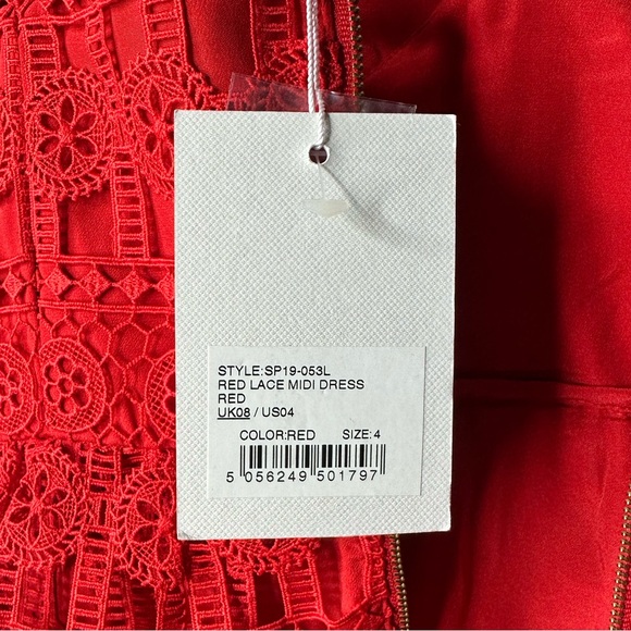 NWT Self-Portrait Red Lace Dress Size 4 US - Picture 8 of 14